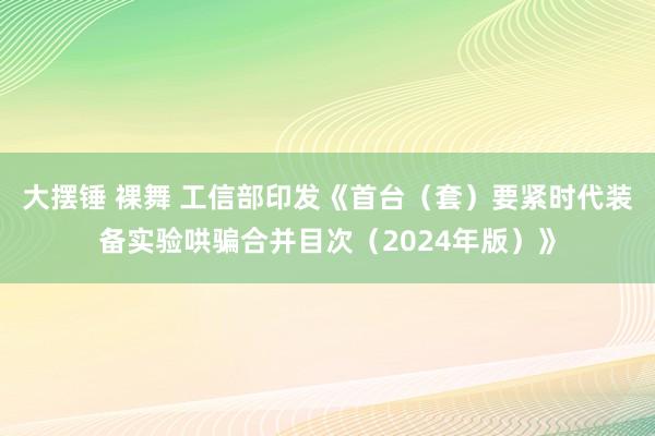 大摆锤 裸舞 工信部印发《首台（套）要紧时代装备实验哄骗合并目次（2024年版）》