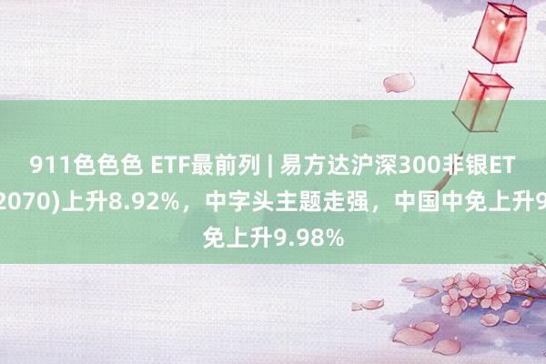 911色色色 ETF最前列 | 易方达沪深300非银ETF(512070)上升8.92%，中字头主题走强，中国中免上升9.98%