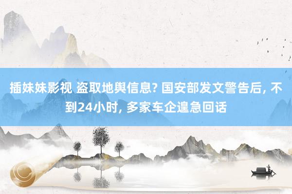 插妹妹影视 盗取地舆信息? 国安部发文警告后， 不到24小时， 多家车企遑急回话