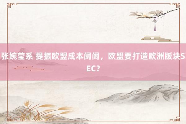 张婉莹系 提振欧盟成本阛阓，欧盟要打造欧洲版块SEC？