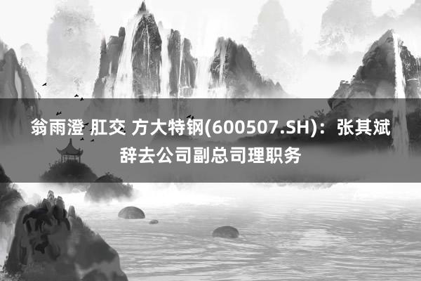 翁雨澄 肛交 方大特钢(600507.SH)：张其斌辞去公司副总司理职务