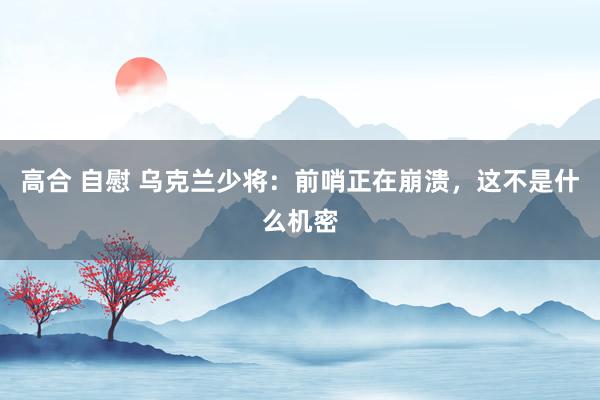 高合 自慰 乌克兰少将：前哨正在崩溃，这不是什么机密