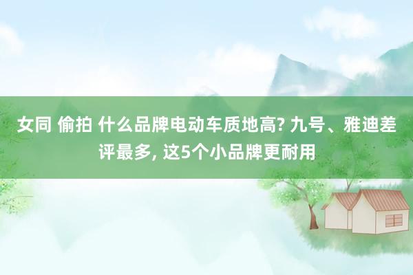 女同 偷拍 什么品牌电动车质地高? 九号、雅迪差评最多， 这5个小品牌更耐用