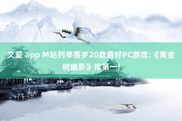 文爱 app M站列举客岁20款最好PC游戏:《黄金树幽影》排第一!