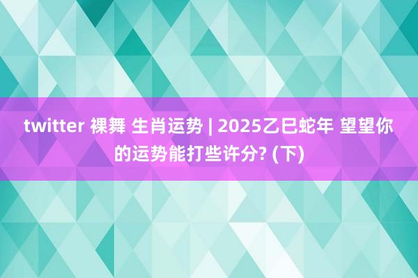 twitter 裸舞 生肖运势 | 2025乙巳蛇年 望望你的运势能打些许分? (下)