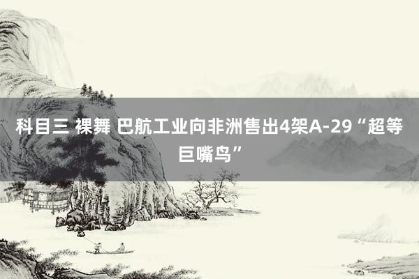 科目三 裸舞 巴航工业向非洲售出4架A-29“超等巨嘴鸟”