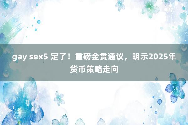 gay sex5 定了！重磅金贯通议，明示2025年货币策略走向