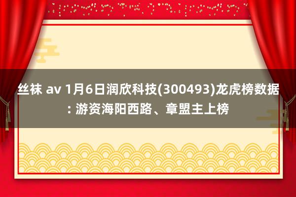 丝袜 av 1月6日润欣科技(300493)龙虎榜数据: 游资海阳西路、章盟主上榜