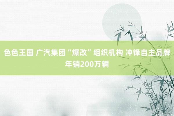 色色王国 广汽集团“爆改”组织机构 冲锋自主品牌年销200万辆