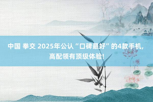 中国 拳交 2025年公认“口碑最好”的4款手机， 高配领有顶级体验!